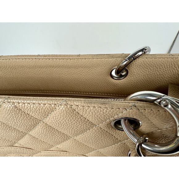 CHANEL Caviar Quilted Grand Shopping Tote Bag in Beige - Picture 9 of 14